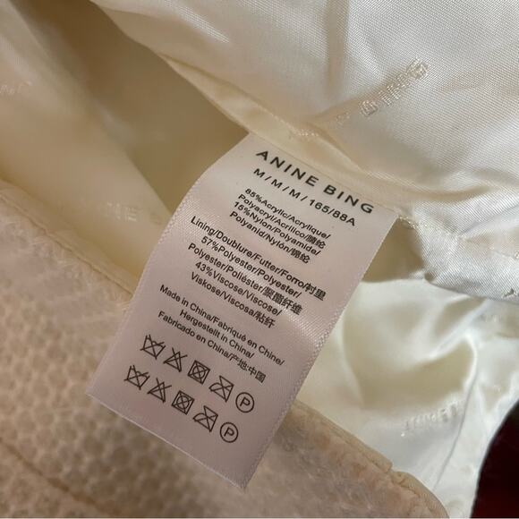 Anine Bing Anitta V-Neck Jacket Ivory Woven Women’s Sz M - Picture 9 of 12
